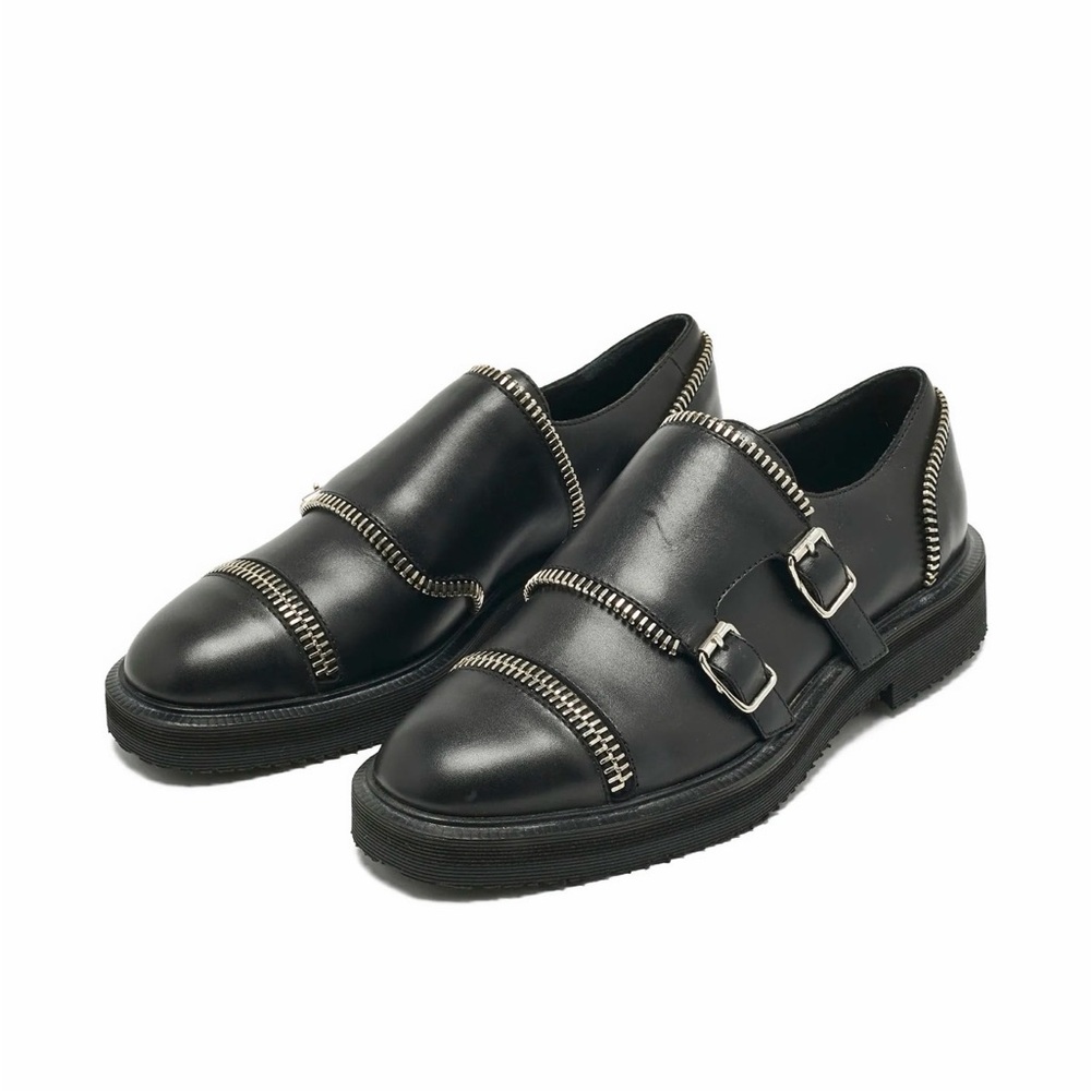 Giuseppe Zanotti zipper embellishment Black monk shoes size 8